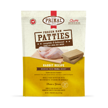 Frozen Raw Patties Dog Food - Rabbit Recipe