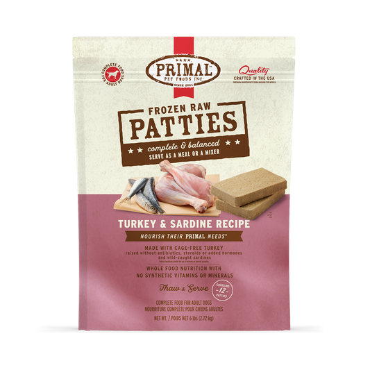 Frozen Raw Patties Dog Food - Turkey & Sardine Recipe