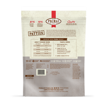 Frozen Raw Patties Dog Food - Venison Recipe