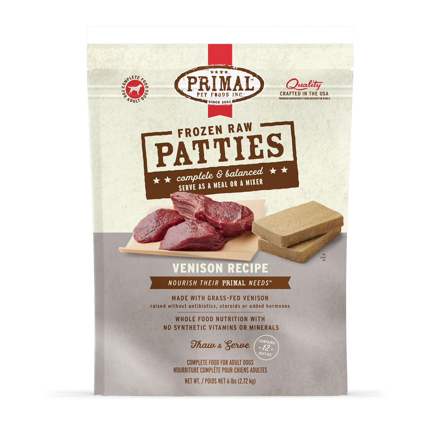 Frozen Raw Patties Dog Food - Venison Recipe