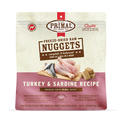 Freeze-Dried Raw Nuggets Dog Food - Turkey & Sardine Recipe