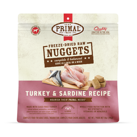 Freeze-Dried Raw Nuggets Dog Food - Turkey & Sardine Recipe