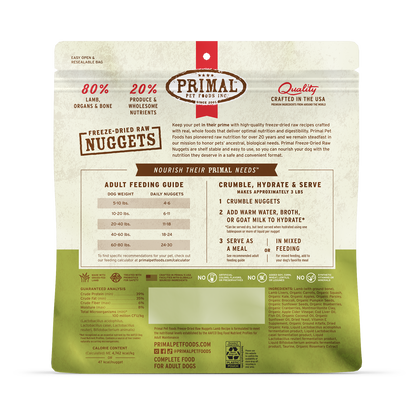 Freeze-Dried Raw Nuggets Dog Food - Lamb Recipe