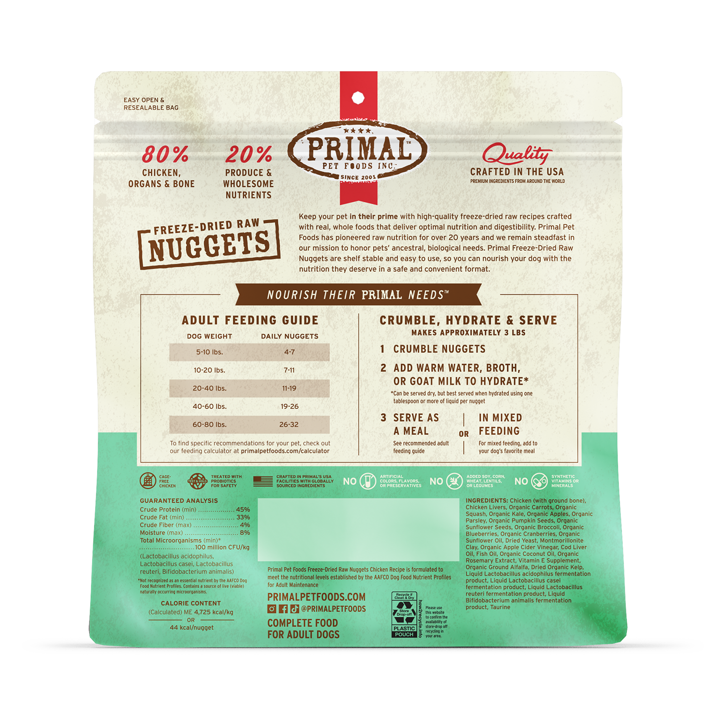 Freeze-Dried Raw Nuggets Dog Food - Chicken Recipe