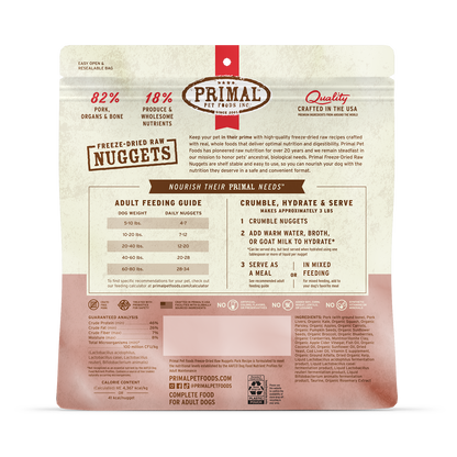 Freeze-Dried Raw Nuggets Dog Food - Pork Recipe