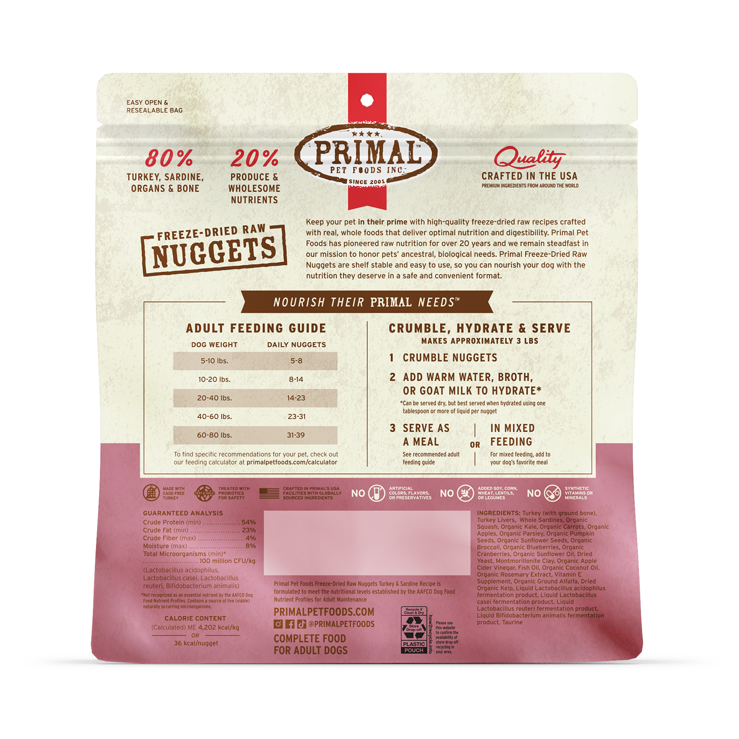 Freeze-Dried Raw Nuggets Dog Food - Turkey & Sardine Recipe