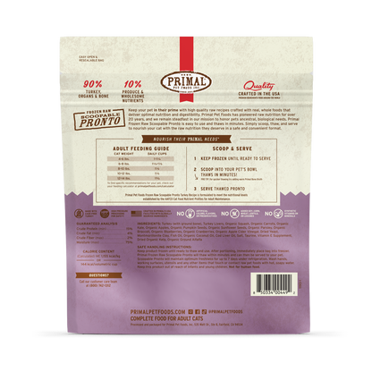 Frozen Raw Scoopable Pronto Cat Food - Turkey Recipe