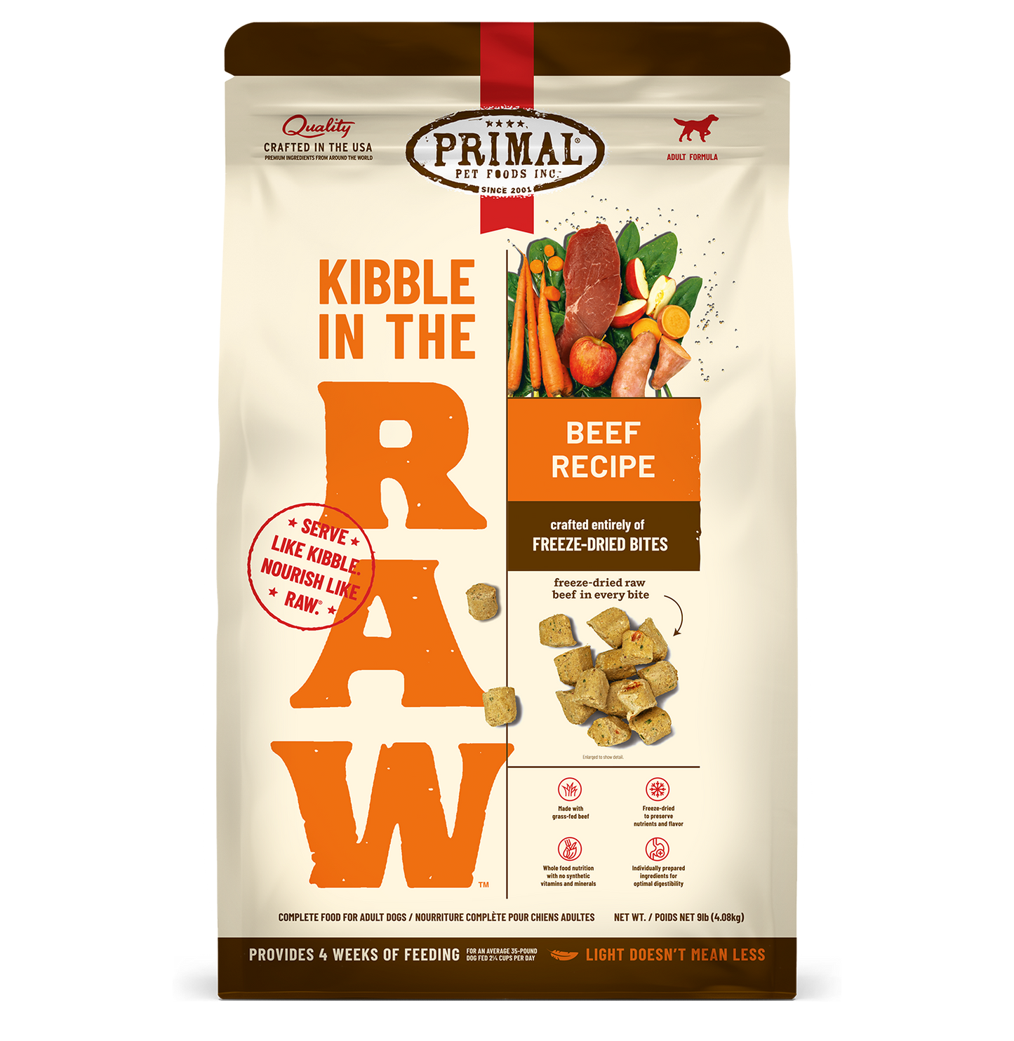 Kibble in the Raw Dog Food - Beef Recipe