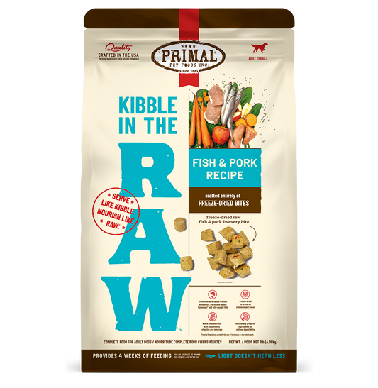Kibble in the Raw Dog Food - Fish & Pork Recipe