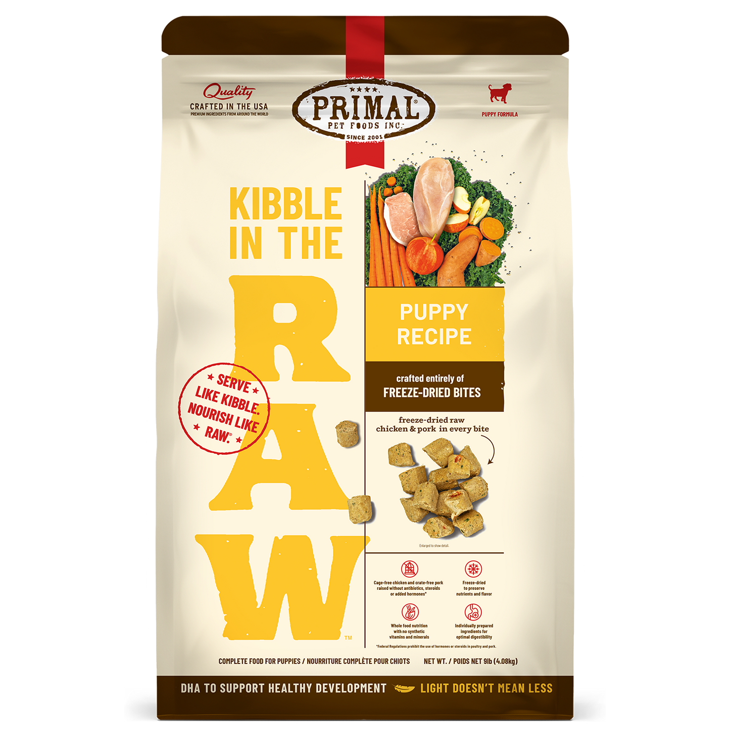 Kibble in the Raw Dog Food - Puppy Recipe