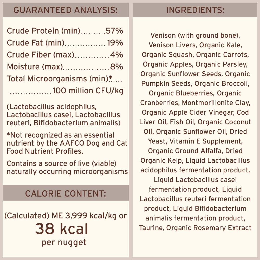 Freeze-Dried Raw Nuggets Dog Food - Venison Recipe