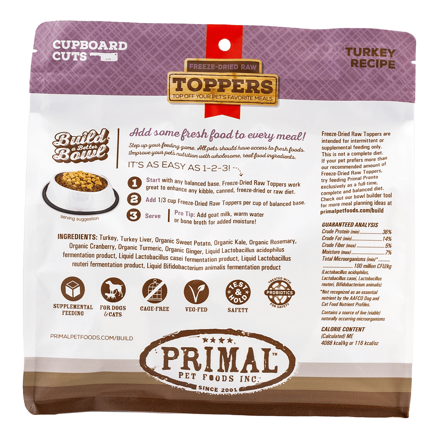 Cupboard Cuts Freeze-Dried Raw Toppers for Cat & Dog - Turkey Recipe