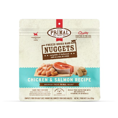 Primal Freeze-Dried Raw Nuggets, chicken and salmon recipe, cat food