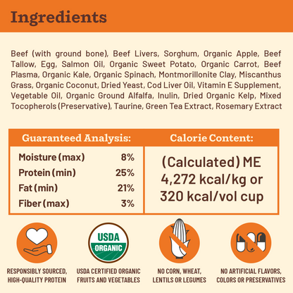 Kibble in the Raw Dog Food - Beef Recipe