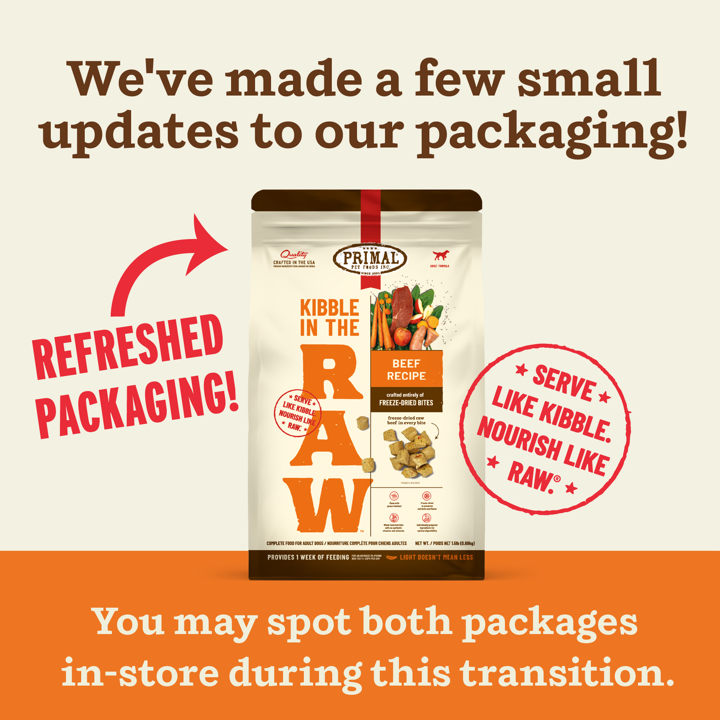 Kibble in the Raw Dog Food - Beef Recipe