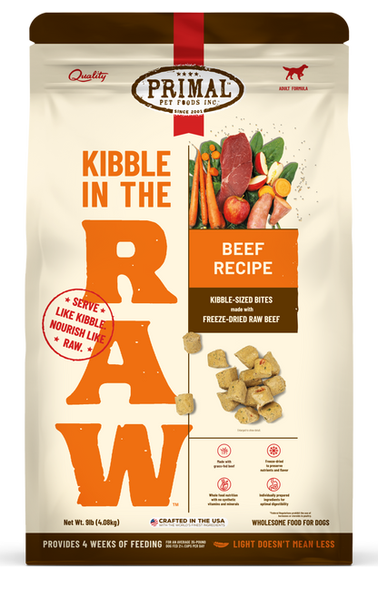 Kibble in the Raw Dog Food - Beef Recipe