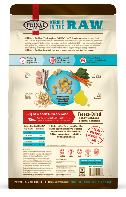 Kibble in the Raw Dog Food - Fish & Pork Recipe