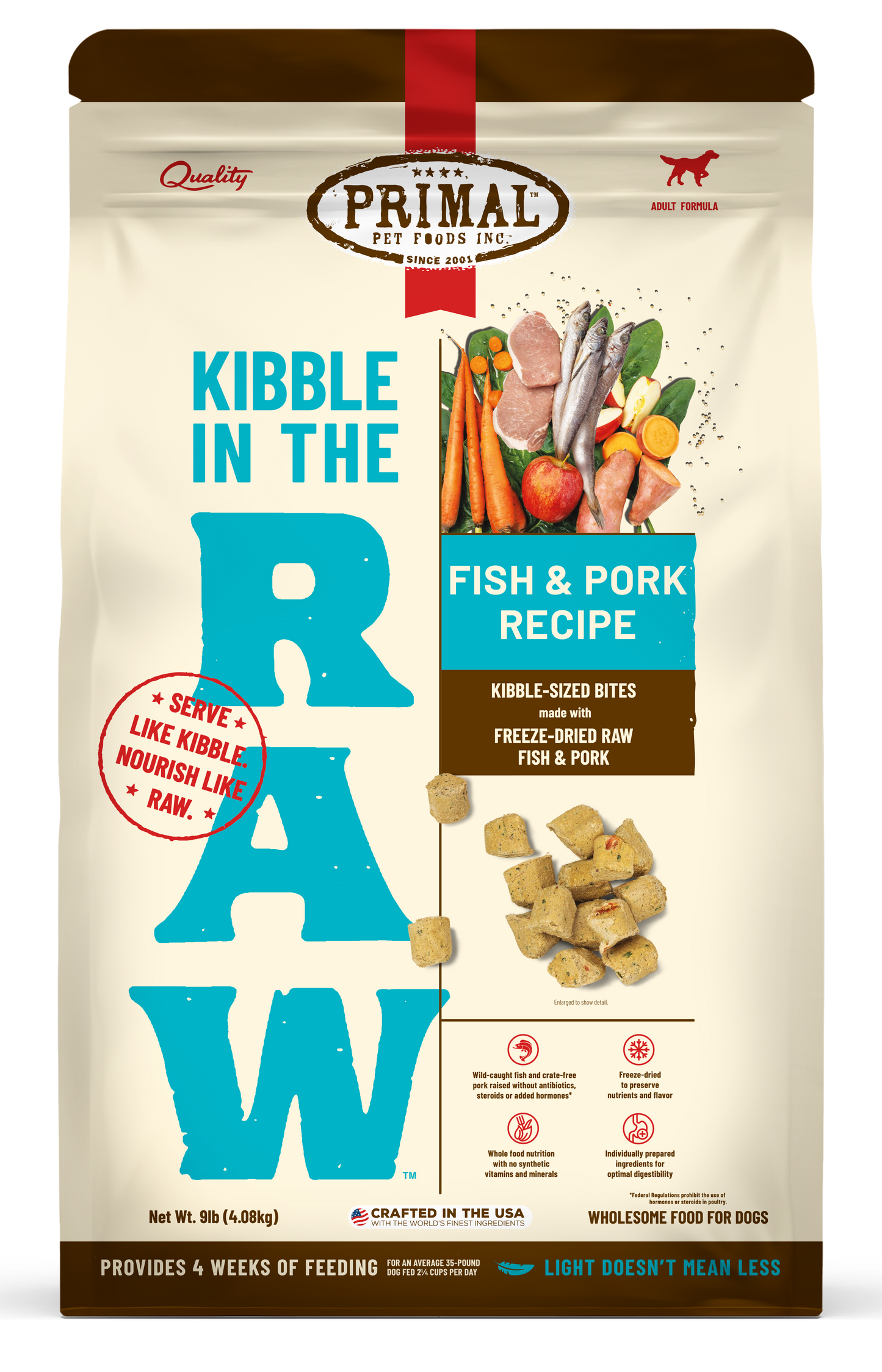 Kibble in the Raw Dog Food - Fish & Pork Recipe