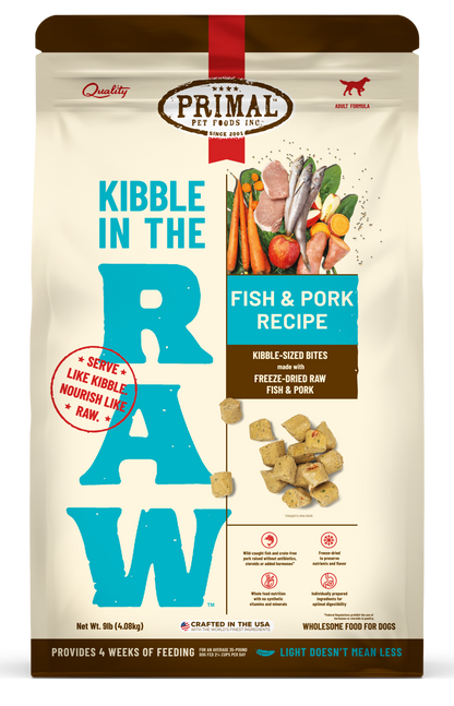 Kibble in the Raw Dog Food - Fish & Pork Recipe