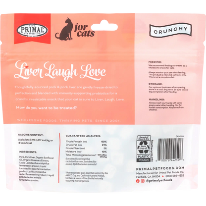 Liver Laugh Love Freeze-Dried Treats for Cats - Pork Liver Recipe