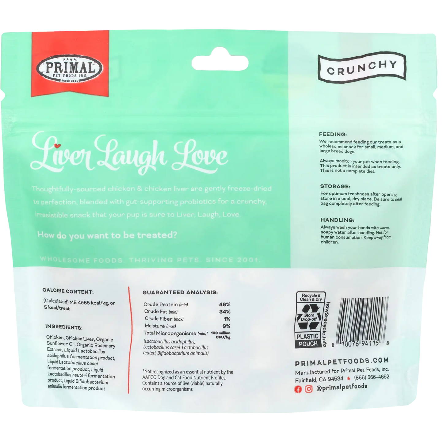 Liver Laugh Love Freeze-Dried Treats for Dogs - Chicken Liver Recipe