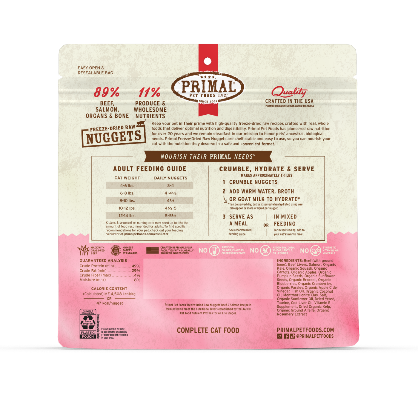 Freeze-Dried Raw Nuggets Cat Food - Beef & Salmon Recipe
