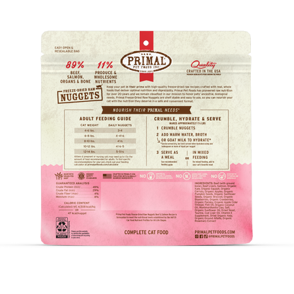 Freeze-Dried Raw Nuggets Cat Food - Beef & Salmon Recipe