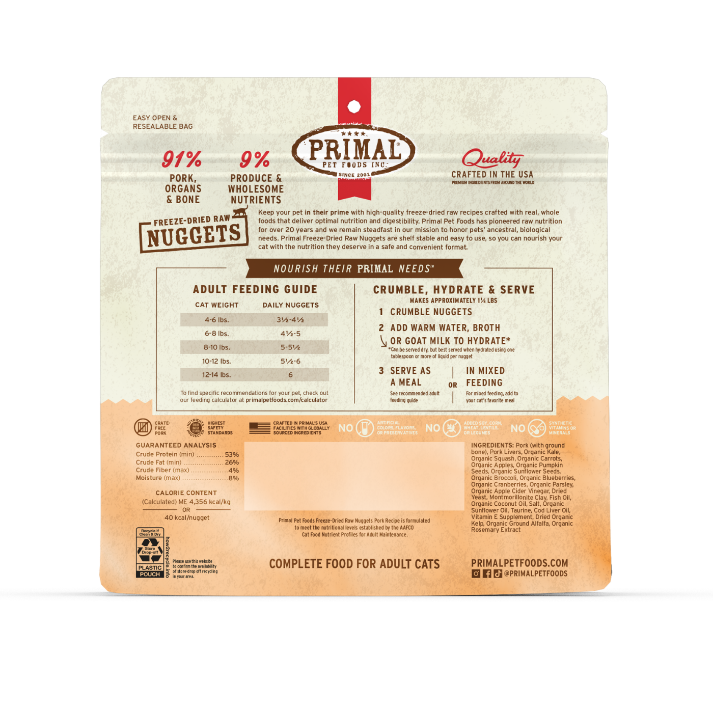 Freeze-Dried Raw Nuggets Cat Food - Pork Recipe