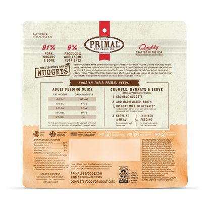 Freeze-Dried Raw Nuggets Cat Food - Pork Recipe
