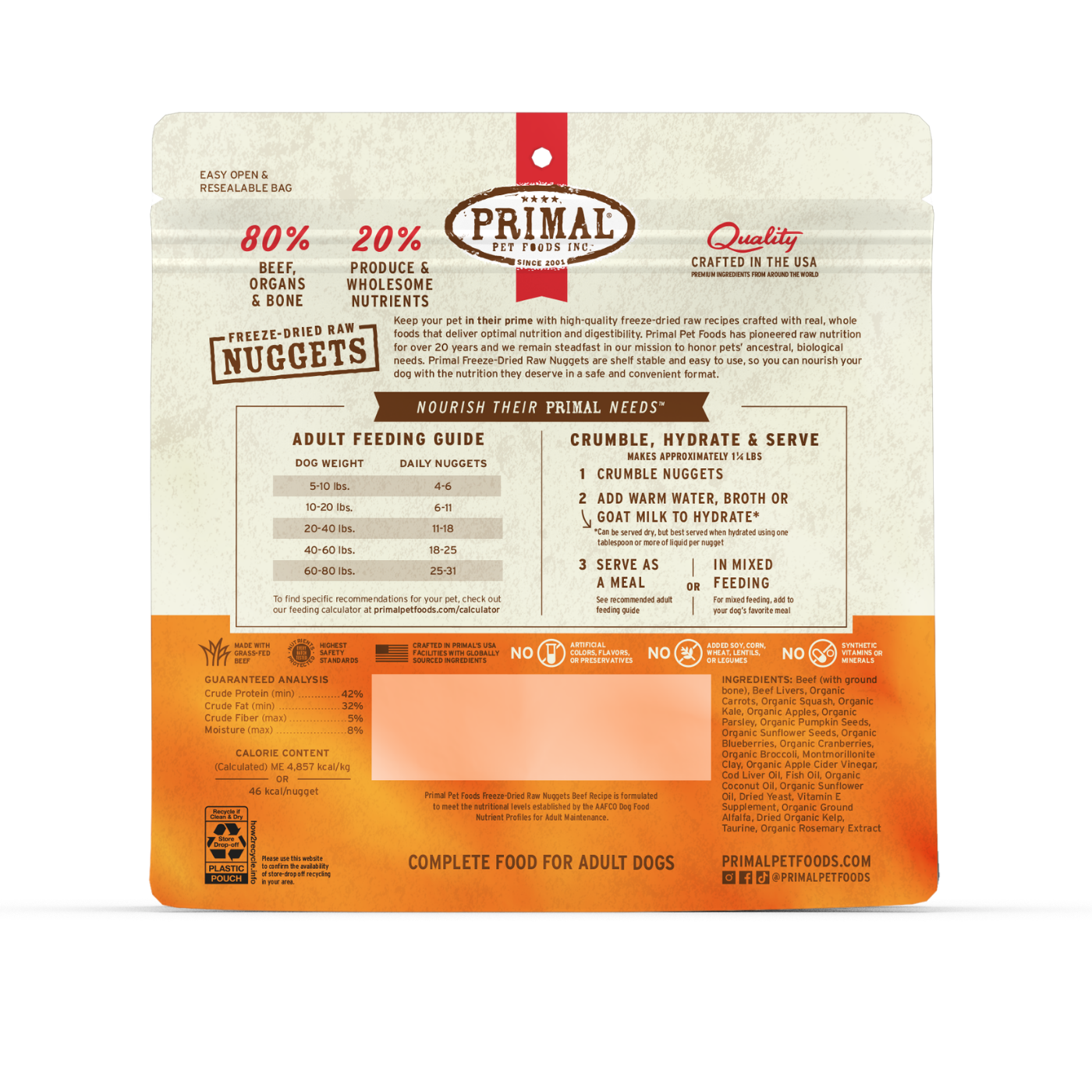 Freeze-Dried Raw Nuggets Dog Food - Beef Recipe