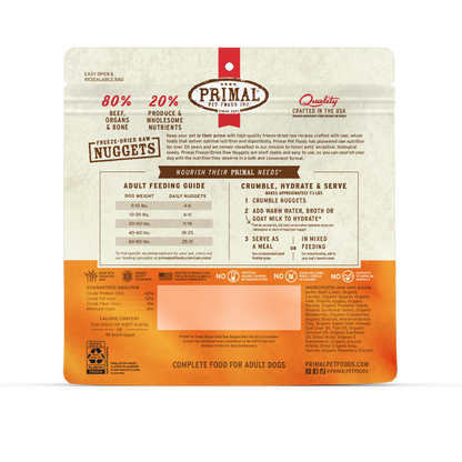 Freeze-Dried Raw Nuggets Dog Food - Beef Recipe