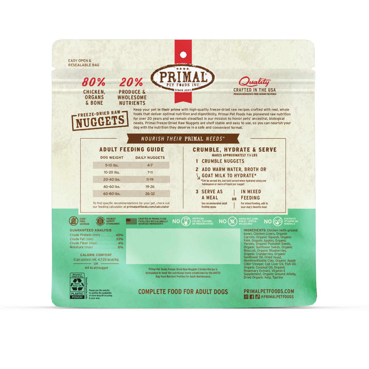 Freeze-Dried Raw Nuggets Dog Food - Chicken Recipe