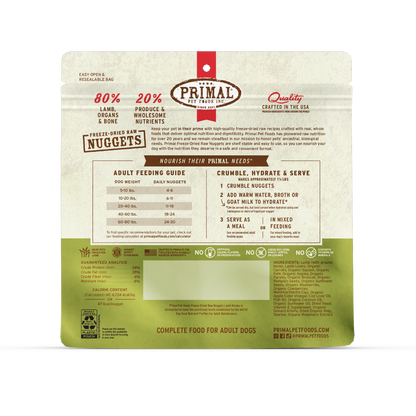 Freeze-Dried Raw Nuggets Dog Food - Lamb Recipe