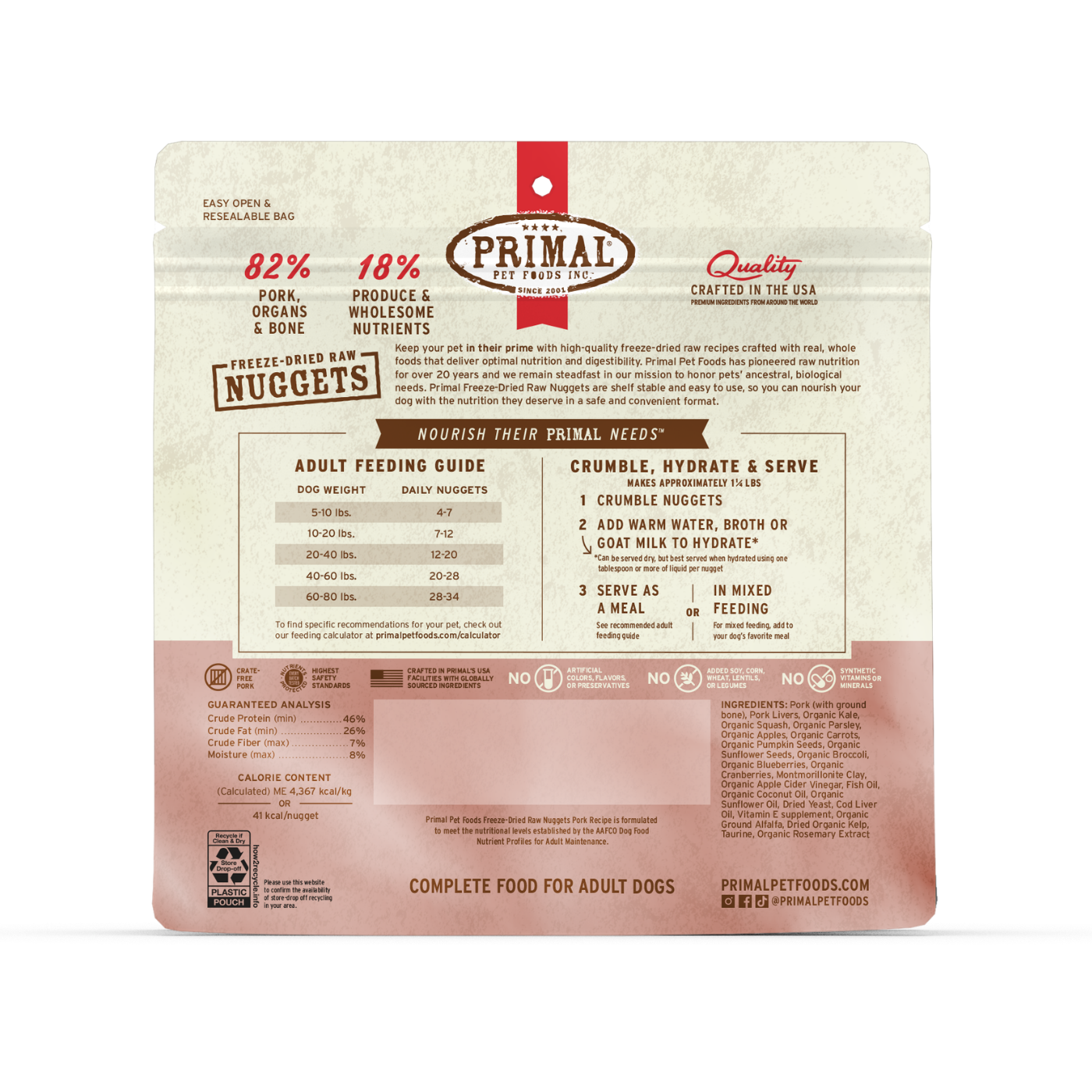 Freeze-Dried Raw Nuggets Dog Food - Pork Recipe