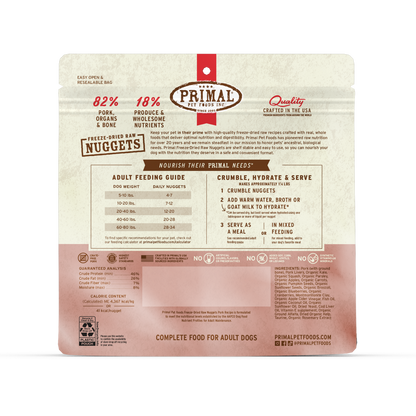 Freeze-Dried Raw Nuggets Dog Food - Pork Recipe
