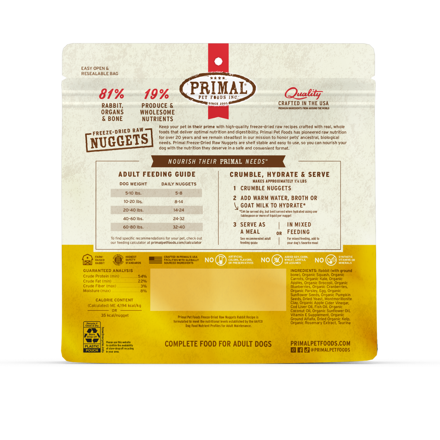 Freeze-Dried Raw Nuggets Dog Food - Rabbit Recipe