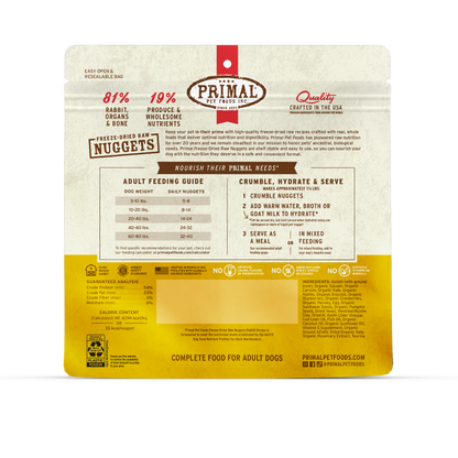 Freeze-Dried Raw Nuggets Dog Food - Rabbit Recipe