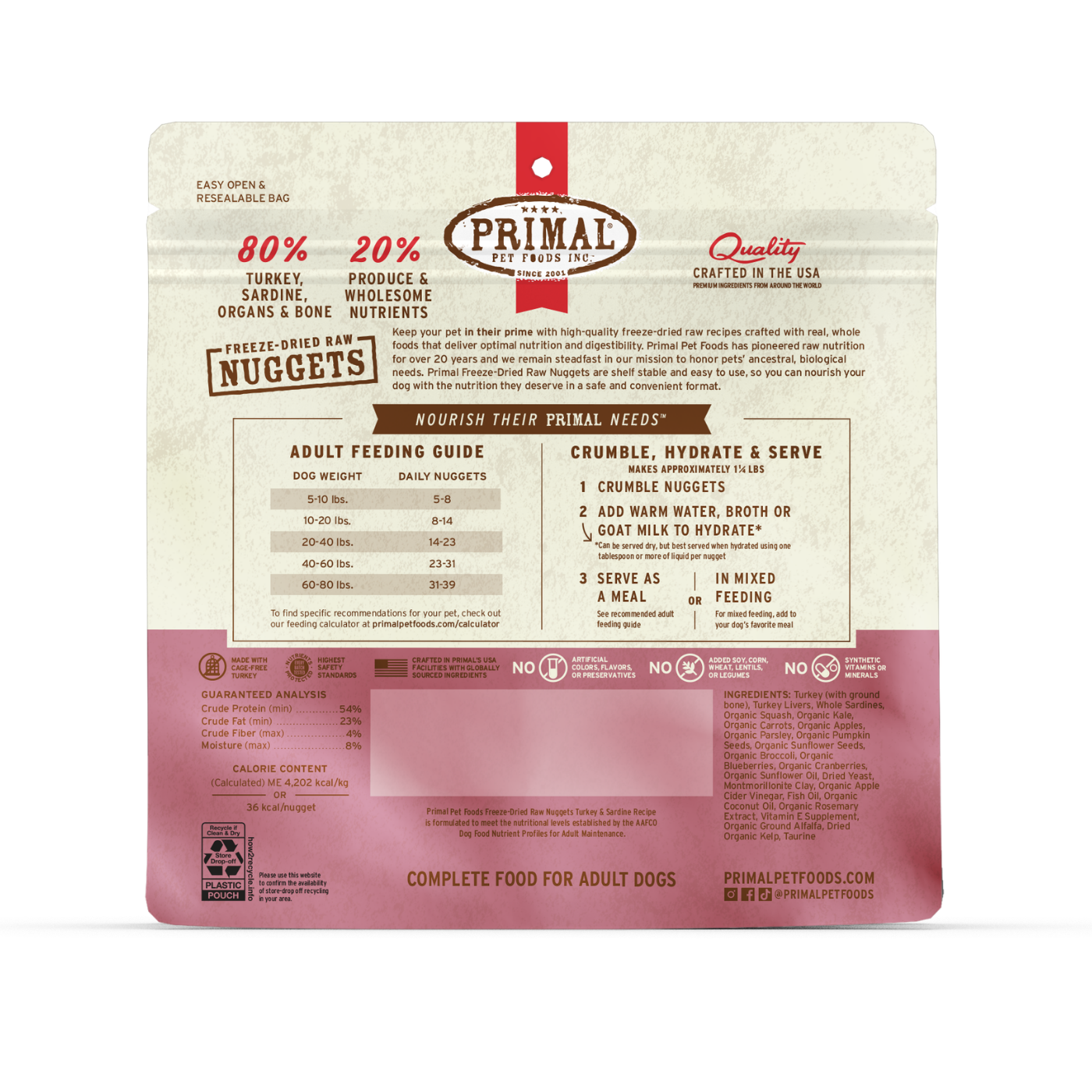 Freeze-Dried Raw Nuggets Dog Food - Turkey & Sardine Recipe