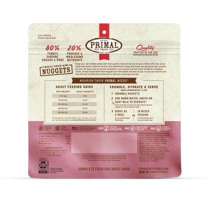 Freeze-Dried Raw Nuggets Dog Food - Turkey & Sardine Recipe