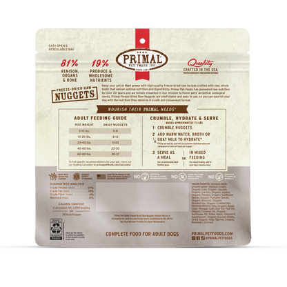 Freeze-Dried Raw Nuggets Dog Food - Venison Recipe