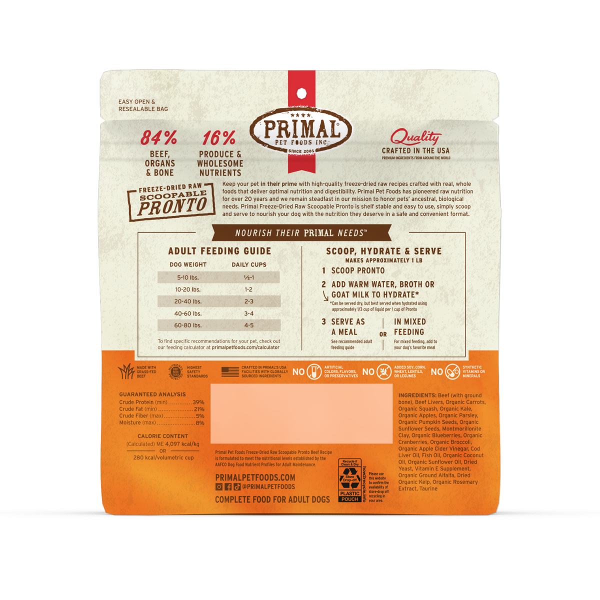 Freeze-Dried Raw Scoopable Pronto Dog Food - Beef Recipe