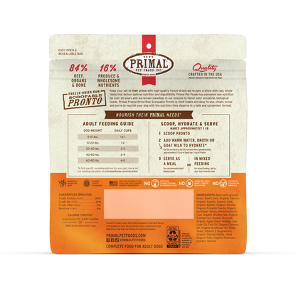Freeze-Dried Raw Scoopable Pronto Dog Food - Beef Recipe