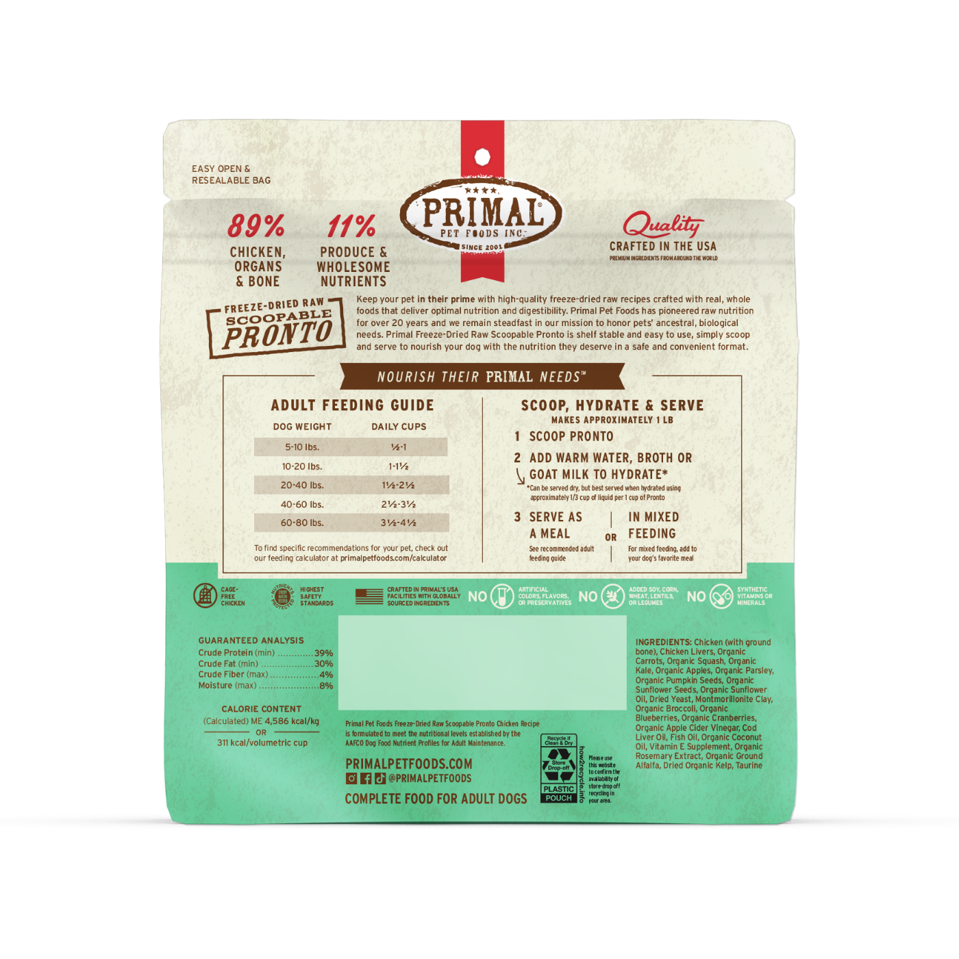 Freeze-Dried Raw Scoopable Pronto Dog Food - Chicken Recipe