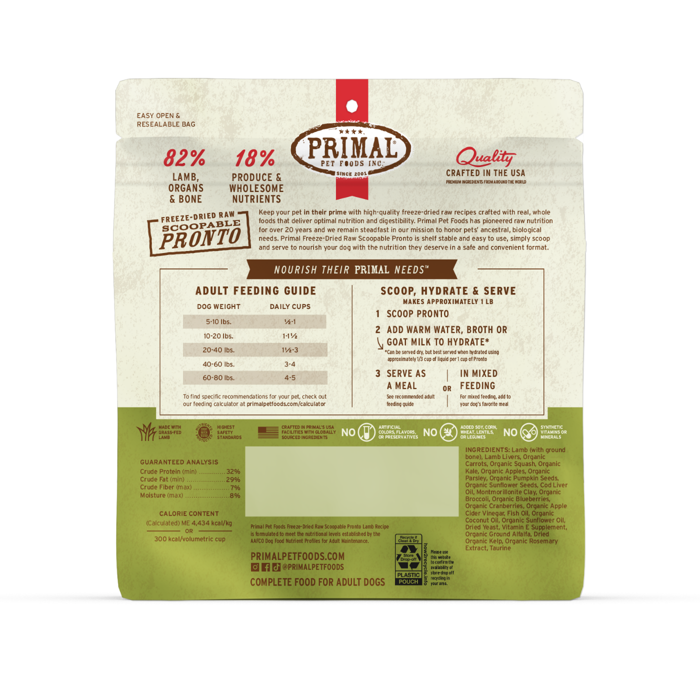 Freeze-Dried Raw Scoopable Pronto Dog Food - Lamb Recipe