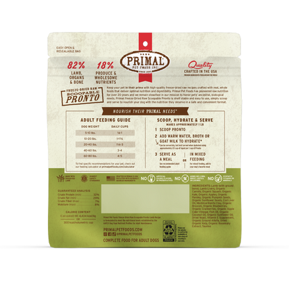 Freeze-Dried Raw Scoopable Pronto Dog Food - Lamb Recipe