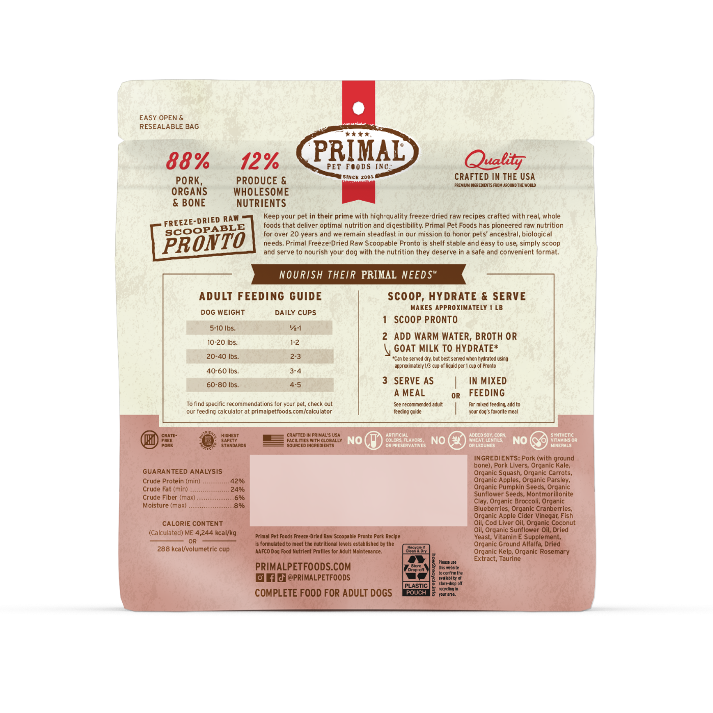 Freeze-Dried Raw Scoopable Pronto Dog Food - Pork Recipe