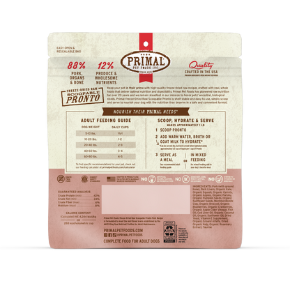 Freeze-Dried Raw Scoopable Pronto Dog Food - Pork Recipe