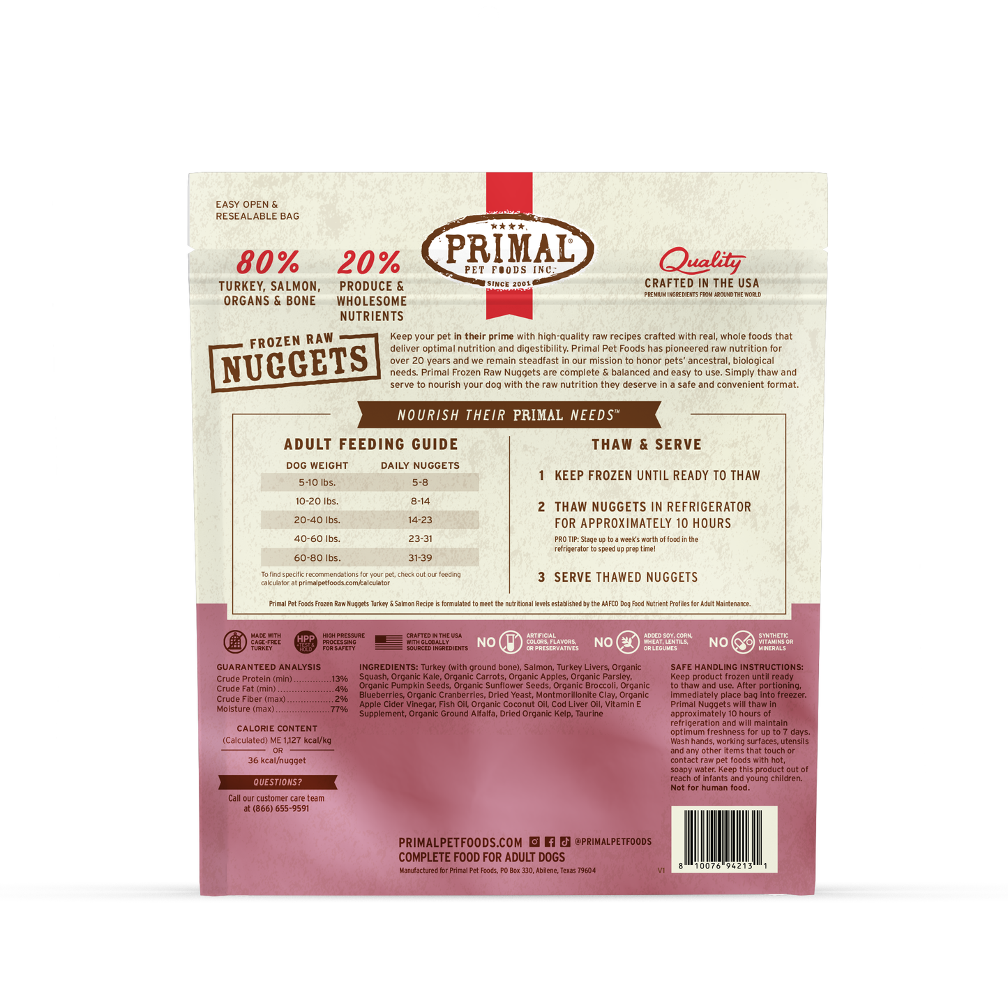 Frozen Raw Nuggets Dog Food - Turkey & Salmon Recipe