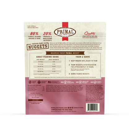 Frozen Raw Nuggets Dog Food - Turkey & Salmon Recipe