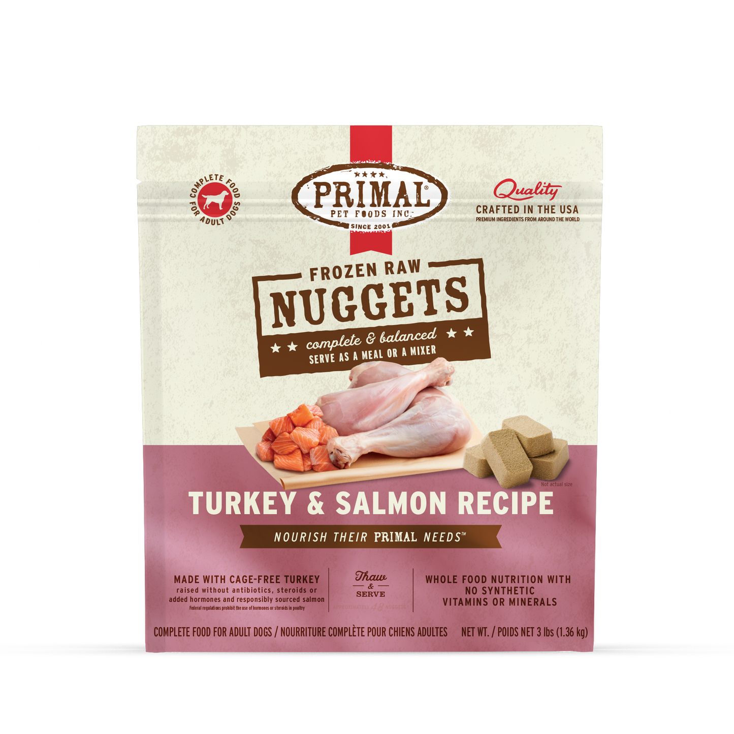 Frozen Raw Nuggets Dog Food - Turkey & Salmon Recipe